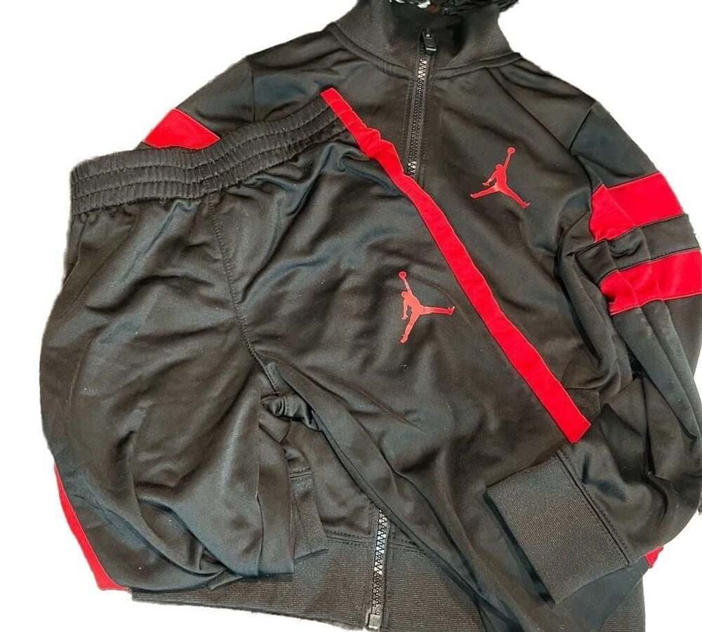 Jordan Boys Full-Zip Tracksuit Set Black and Red
